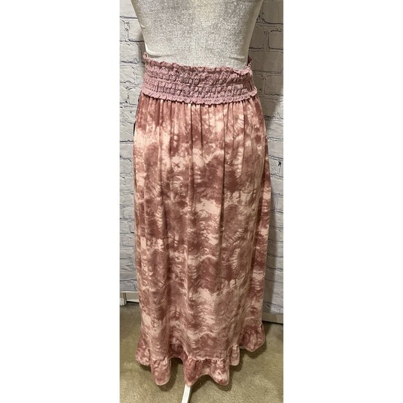 NWT Poof pink tie-dye high-low skirt with a smocked waist and ruffled hem Medium - Picture 3 of 6